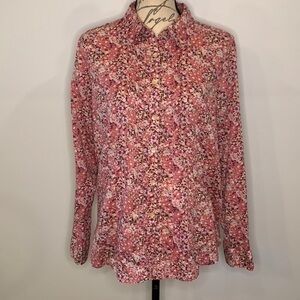 LL Bean vintage 90’s cotton floral button front shirt M
